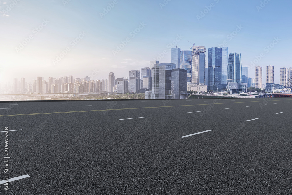 Road surface and skyline of Chongqing urban construction