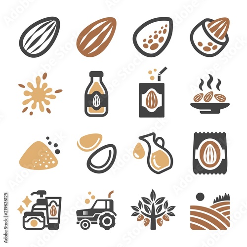 almond icon set