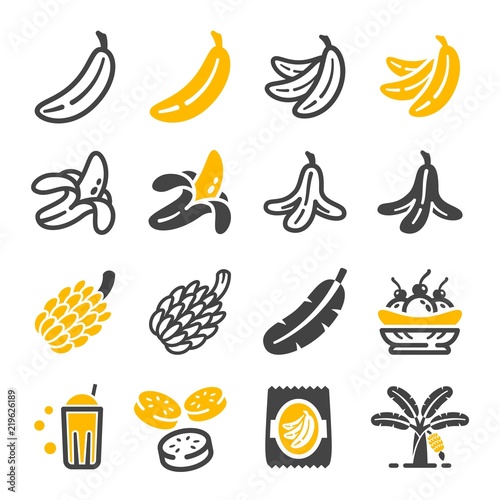 Fotomurale banana icon set