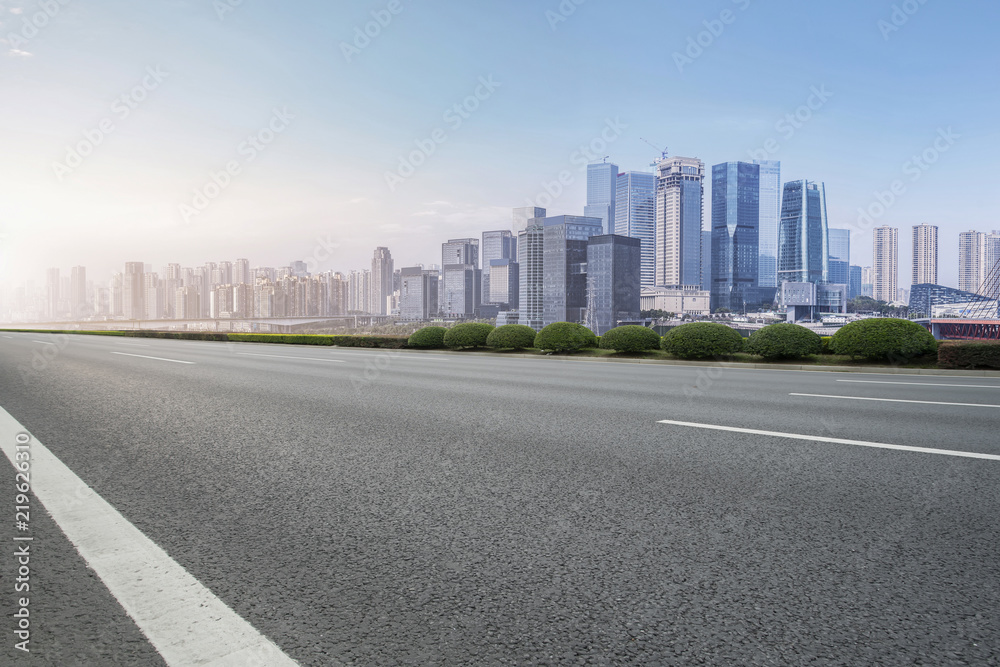 Road surface and skyline of Chongqing urban construction