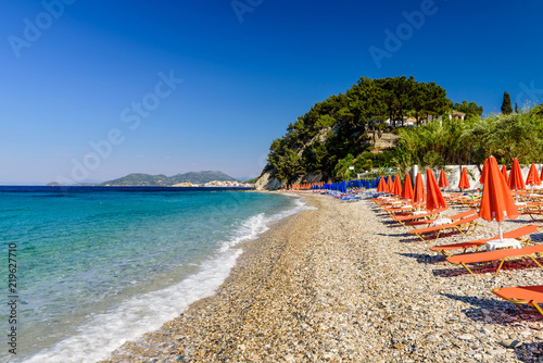 Fototapeta Naklejka Na Ścianę i Meble -  Lemonakia beach beach, a beautiful scenic beach on the North coast of the Greek island of Samos, a popular holiday destination, Samos island, Greece