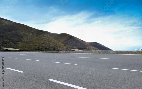 Qinghai-Tibet Plateau and asphalt road in Tibet, China photo