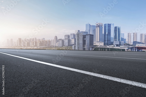 Road surface and skyline of Chongqing urban construction