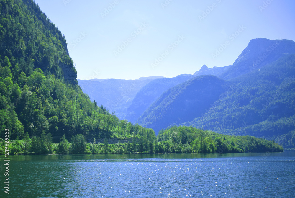 Beautiful lake. Landscape with mountains and lake. Nature. 