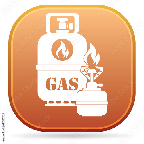 Camping stove with gas bottle icon