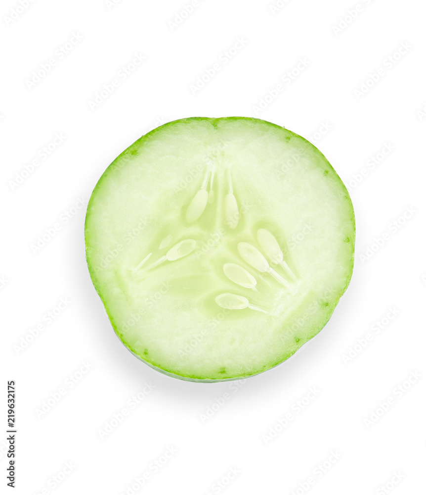 Cucumber slice isolated on white background