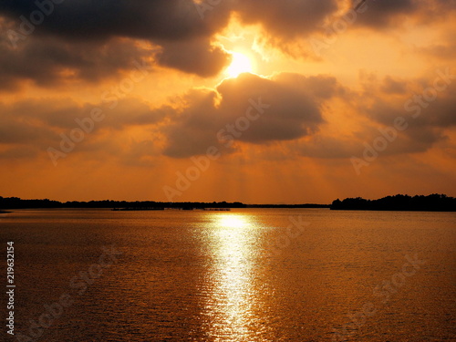 Beautiful sun ray through the cloud