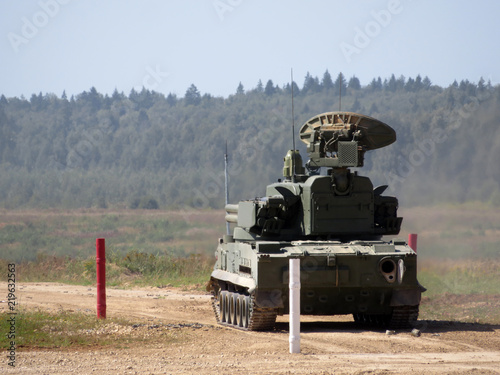 Russian anti-aircraft missile-gun complex Tunguska-M1 during military exercises (NATO name SA-19 Grison) photo