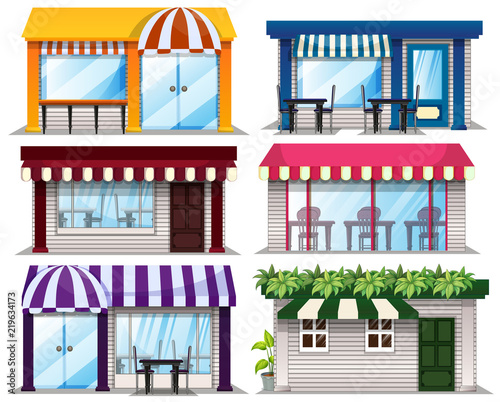 A set of shop on white background
