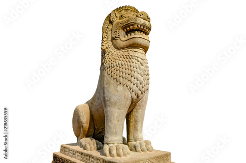 Cambodia style Lion statue on white background