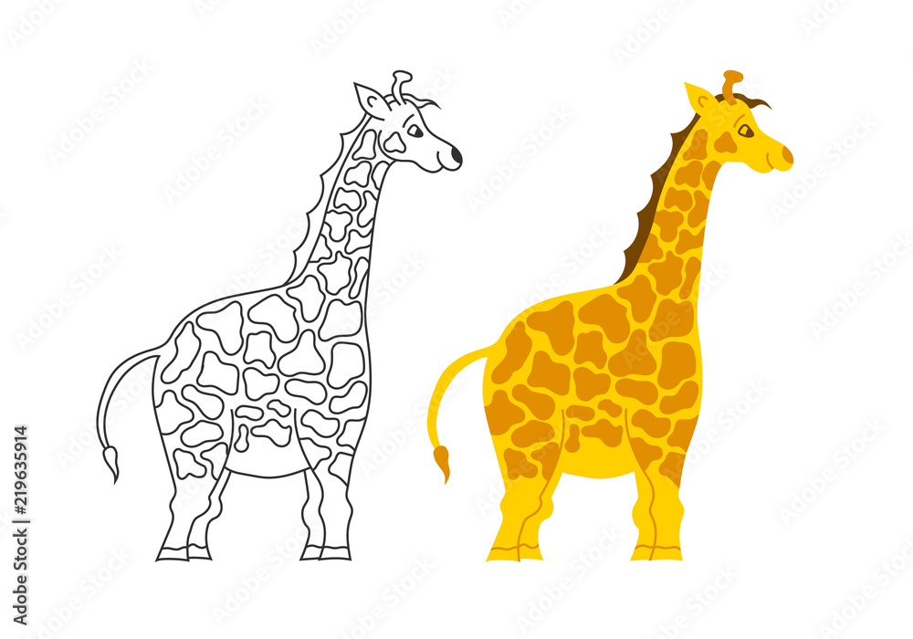 Vector isolated. Cute baby giraffe illustration.