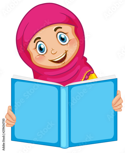 A muslim girl reading a book
