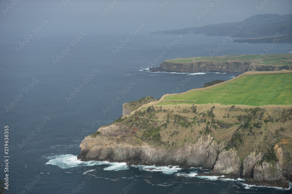 Beautiful panoramic view over Sao Miguel Island and Atlantic ocean Beautiful panoramic view over Sao Miguel Island and Atlantic ocean