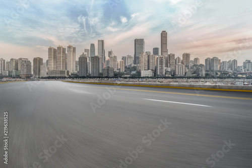 Road surface and skyline of Chongqing urban construction © 昊 周