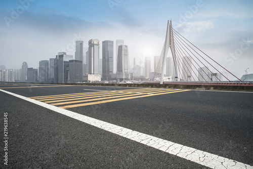 Road surface and skyline of Chongqing urban construction