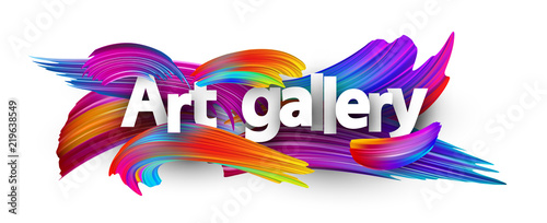 Art gallery paper poster with colorful brush strokes.