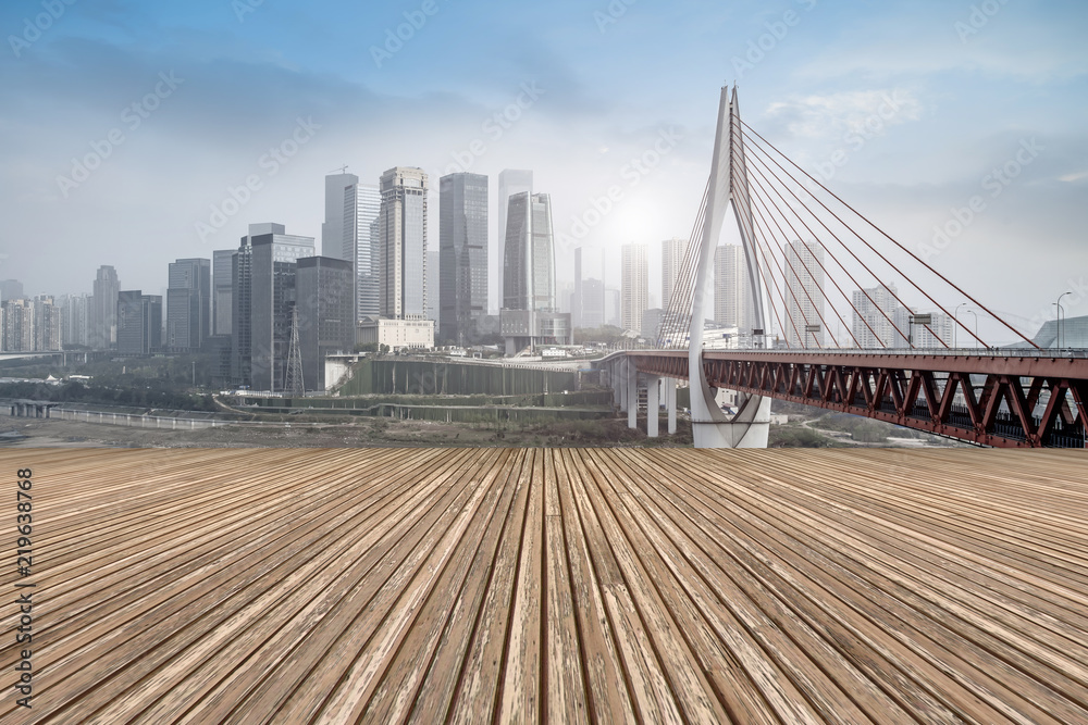 Obraz premium The skyline of Chongqing's urban skyline with an empty square floor.