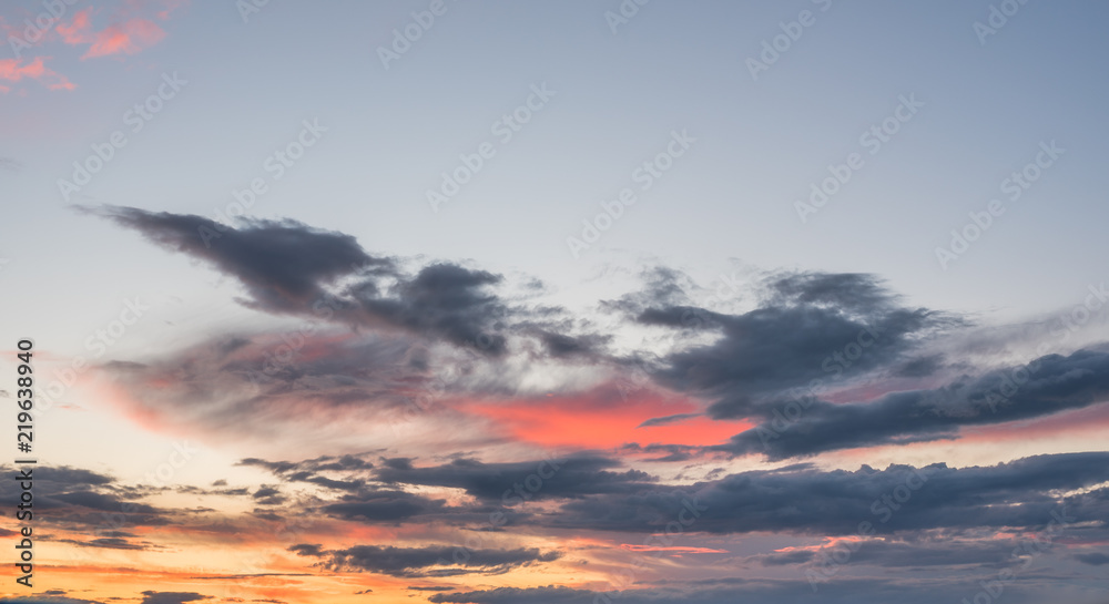 Colorful Sunset. Sky Background. Beautiful Sky with Clouds Before Sunset.