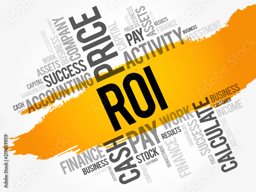 ROI - Return on investment word cloud collage, business concept background