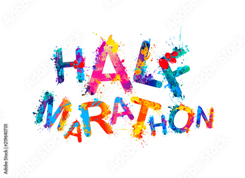 Half marathon. Word of splash paint letters