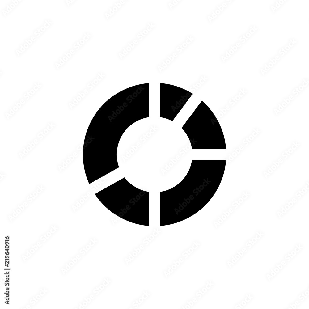 Circle Chart, Pie Infographics. Flat Vector Icon illustration. Simple black symbol on white background. Circle Chart, Pie Infographics sign design template for web and mobile UI element