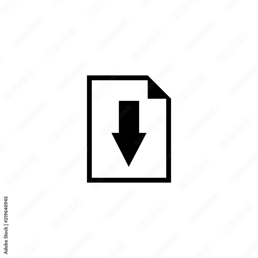 Download File, Document with Arrow. Flat Vector Icon illustration. Simple black symbol on white background. Download File, Document with Arrow sign design template for web and mobile UI element Download File, Document with Arrow. Flat Vector Icon illustration. Simple black symbol on white background. Download File, Document with Arrow sign design template for web and mobile UI element