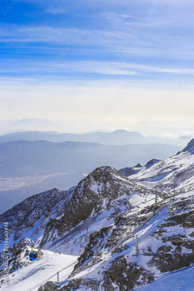 The landscape of the top of Yulong Snow Mountain in Lijiang, China