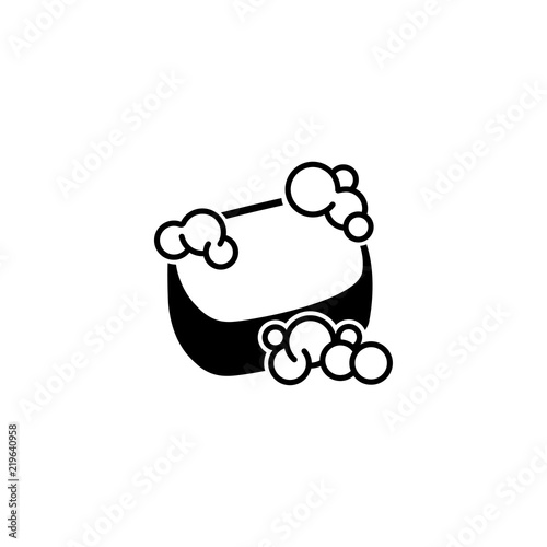 Soapy Shower Sponge. Flat Vector Icon illustration. Simple black symbol on white background. Soapy Shower Sponge sign design template for web and mobile UI element
