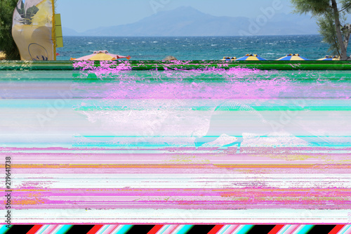 Glitch effect, damaged image photo