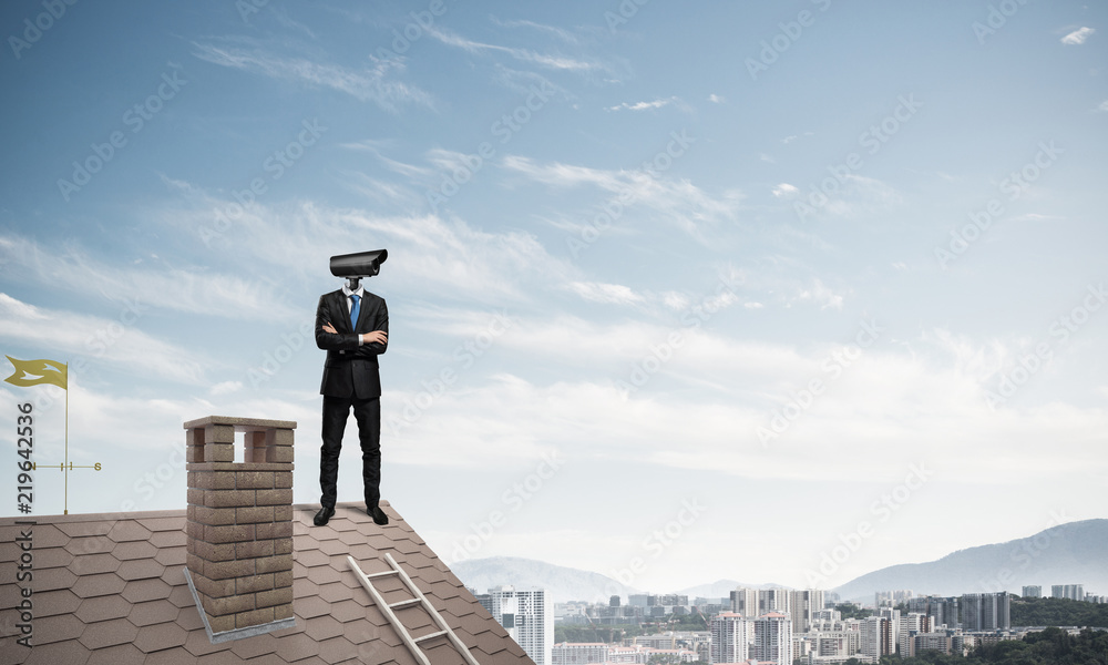 Concept of home security and privacy protection with camera head Concept of home security and privacy protection with camera head