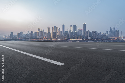 Road surface and skyline of Chongqing urban construction