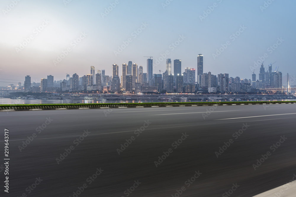 Road surface and skyline of Chongqing urban construction