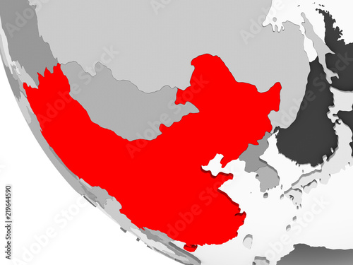 Map of China in red