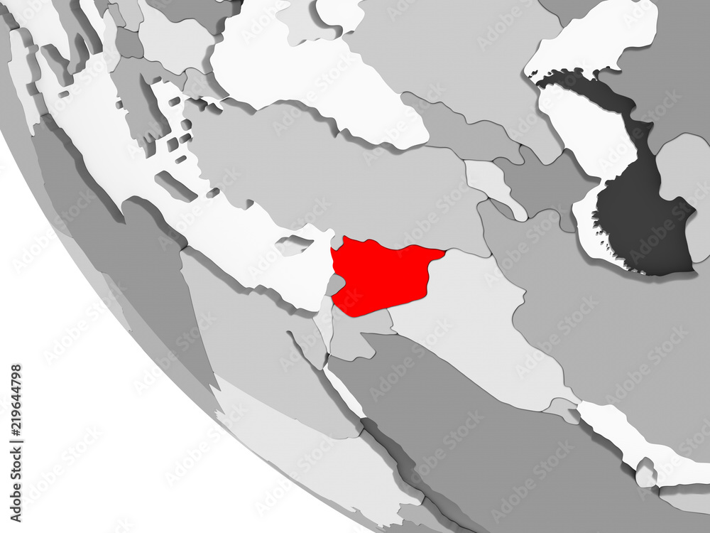Map of Syria in red