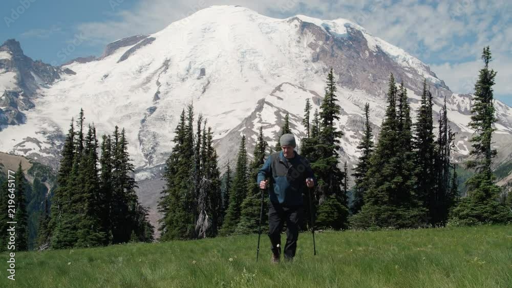 Mt Rainier Nature Summer Hike Slow Motion Mt Rainier Nature Summer Hike Slow Motion
