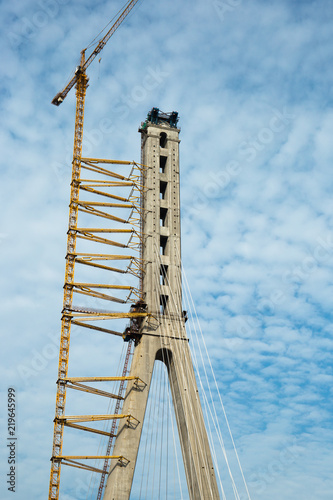 The Yangtze River Bridge under construction in Chongqing, China