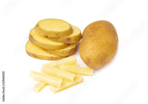 Fresh potatoes slice isolated on white background.