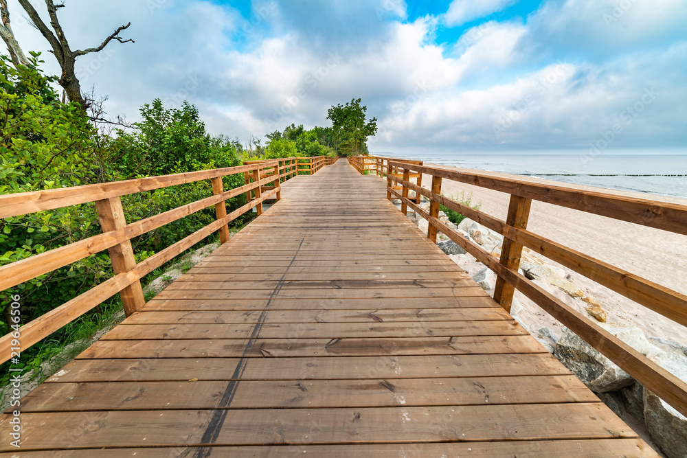 wooden path along the sea
