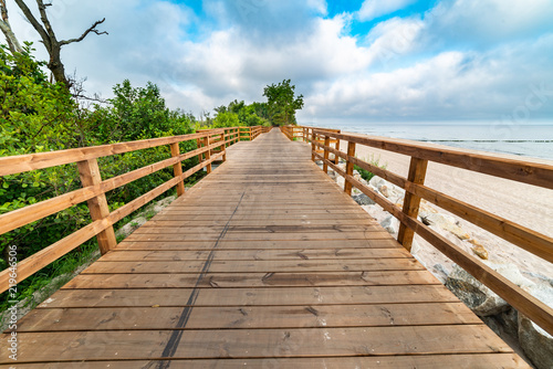 wooden path along the sea