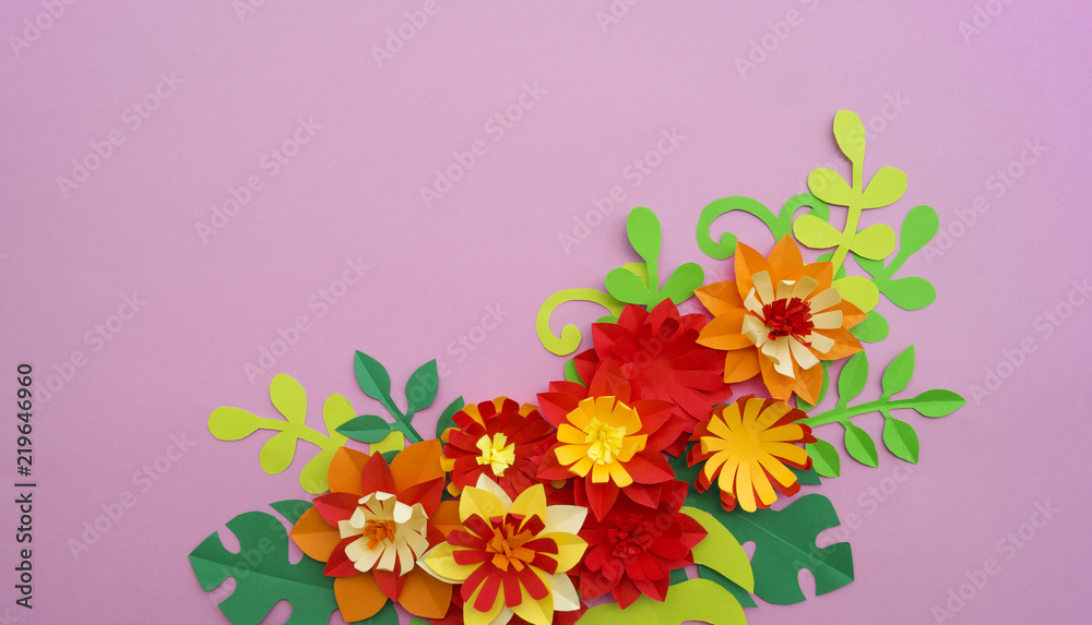 Obraz premium Paper craft Flower Decoration Concept.