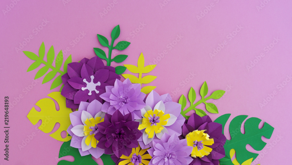 Paper craft Flower Decoration Concept.