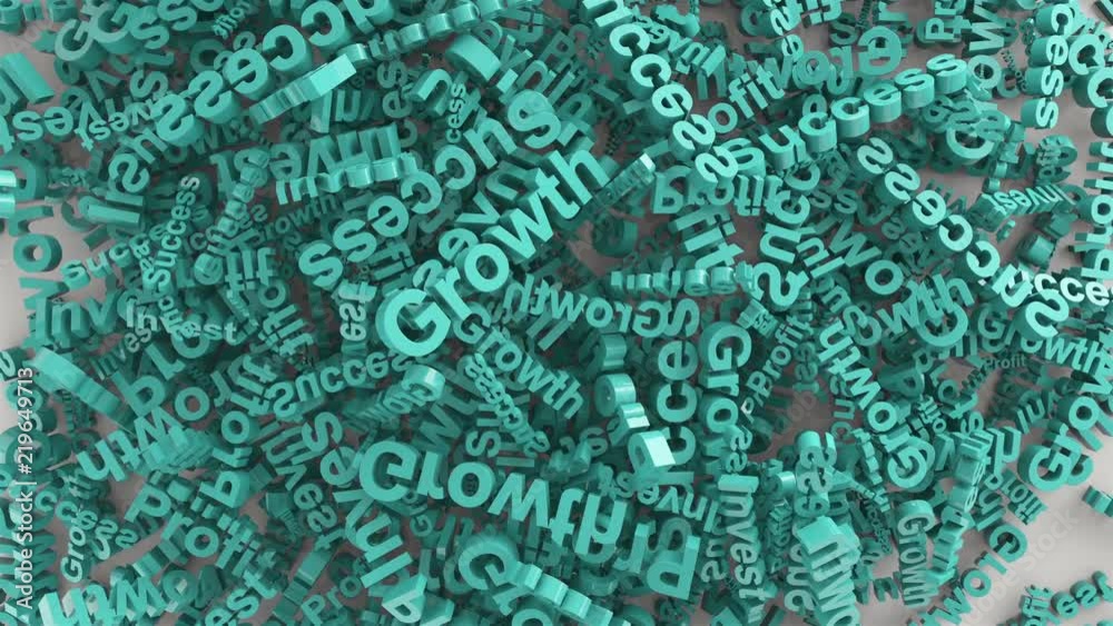 Invest, growth, success, profit words falling down.Stock market business intro.Investment  tutorials, advertisement opener.Green.
