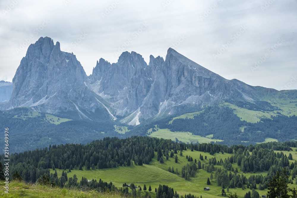 View of a mountain landscape in the Dolomites