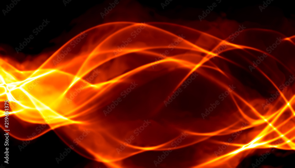 Abstract red smoke Fire over black background. Wavy elegant backdrop for your design and art