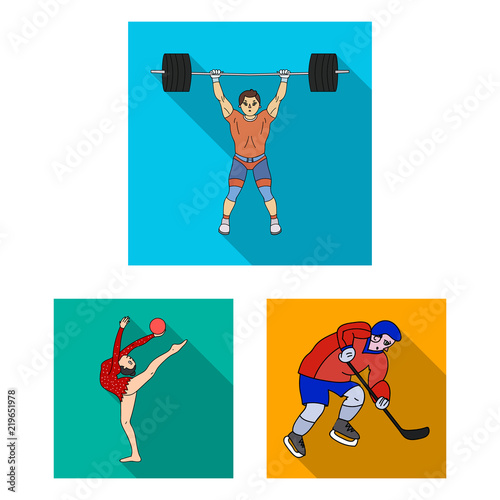 Different kinds of sports flat icons in set collection for design. Athlete, competitions vector symbol stock web illustration.