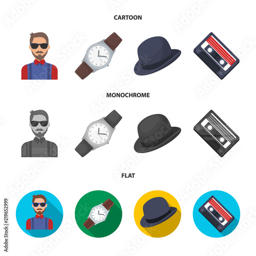 Hipster, fashion, style, subculture .Hipster style set collection icons in cartoon,flat,monochrome style vector symbol stock illustration web.