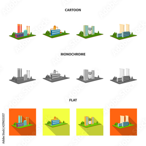 Processing factory,metallurgical plant. Factory and industry set collection icons in cartoon,flat,monochrome style isometric vector symbol stock illustration web.