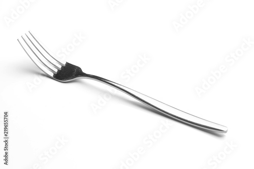 top view of a generic metal fork isolated on a white