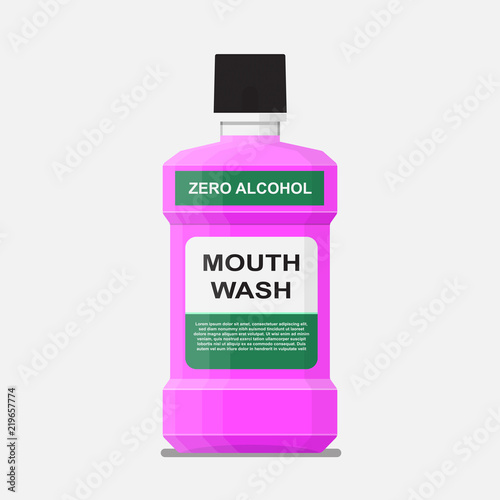 Mouthwash bottle vector flat design.
