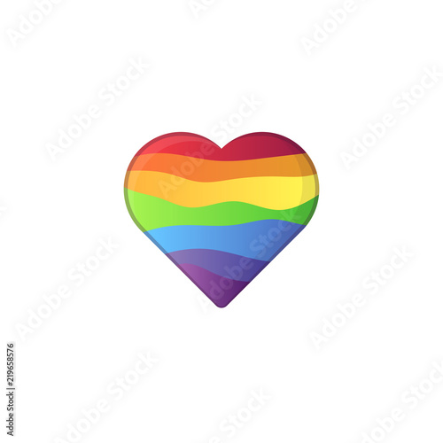 LGBT heart colors. Rainbow heart shape with bright gradient colors. LGBTQ community flag or like icon.